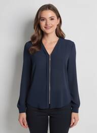 Blouse manches longues manches longues bleu QUATTRO femme