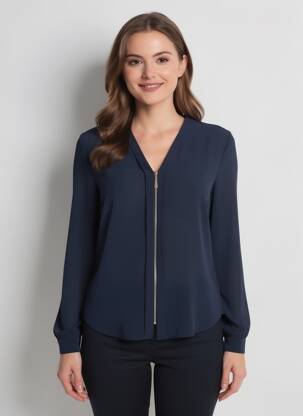 Blouse manches longues manches longues bleu QUATTRO femme