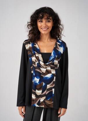 Top imprimé fantaisie manches longues noir QUATTRO femme