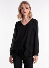 Blouse col rond manches longues noir QUATTRO femme
