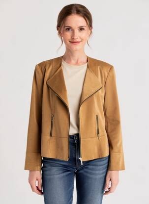 Veste casual col tailleur beige JUMFIL femme