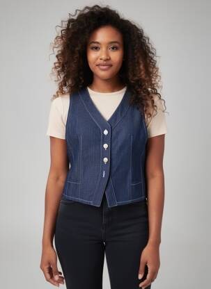 Gilet sans manche coupe cintrée bleu JUMFIL femme