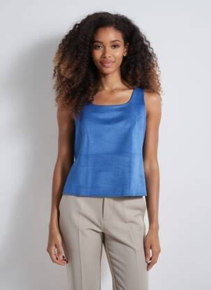 Top col carré sans manche bleu JUMFIL femme