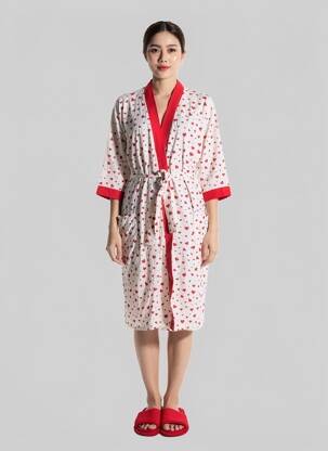 Robe de chambre col v blanc REGLISSE femme