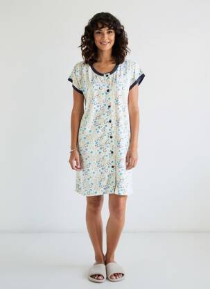 Chemise de nuit fermeture boutonnée sur le devant blanc REGLISSE femme