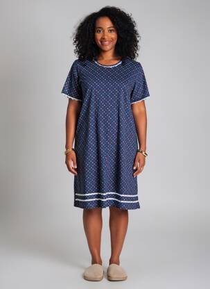 Chemise de nuit imprimé pois bleu REGLISSE femme
