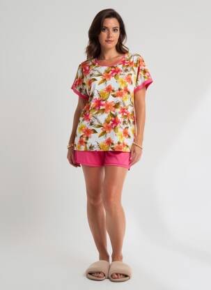 Pyjashort imprimé fantaisie rose REGLISSE femme