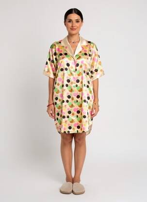 Chemise de nuit fermeture boutonnée sur le devant beige REGLISSE femme