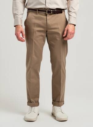 Pantalon chino tissage popeline taille normale marron MASON'S homme