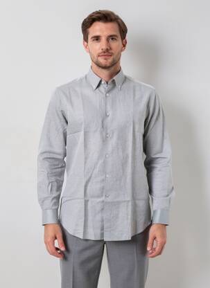 Chemise manches longues coupe cintrée gris PAL ZILERI homme