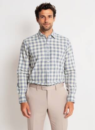 Chemise manches longues imprimé carreaux bleu BAGUTTA homme