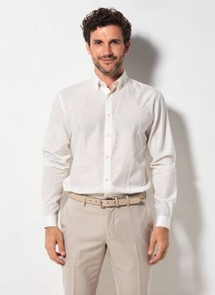 Chemise manches longues coupe cintrée beige OLIVIER STRELLI homme