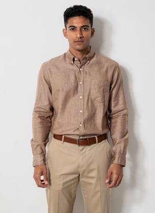 Chemise manches longues poches marron ETON homme