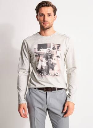 T-shirt coupe cintrée manches longues gris 8JS homme