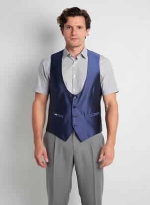 Gilet sans manche tissage satiné bleu PAL ZILERI homme