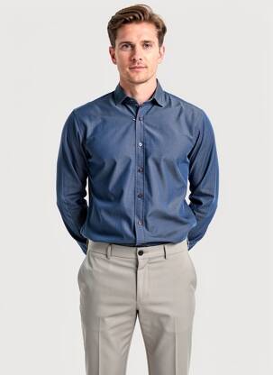 Chemise manches longues coupe cintrée bleu BAGUTTA homme