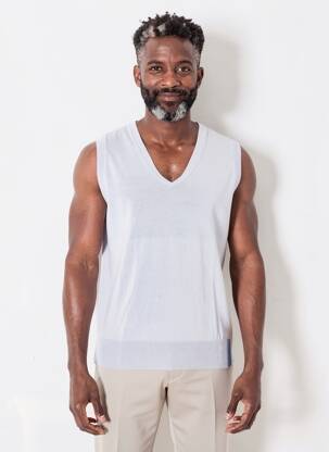 Pull col v sans manche gris PAUL SMITH homme
