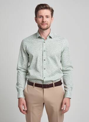 Chemise manches longues imprimé fantaisie vert OLIVIER STRELLI homme