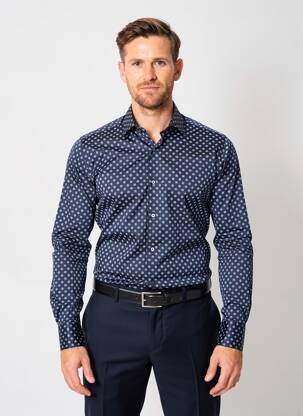 Chemise manches longues imprimé fantaisie bleu BAGUTTA homme