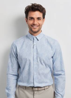 Chemise manches longues imprimé fantaisie bleu OLIVIER STRELLI homme
