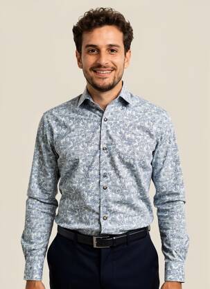 Chemise manches longues imprimé fantaisie bleu OLIVIER STRELLI homme