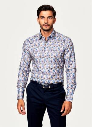 Chemise manches longues imprimé fantaisie bleu ETON homme