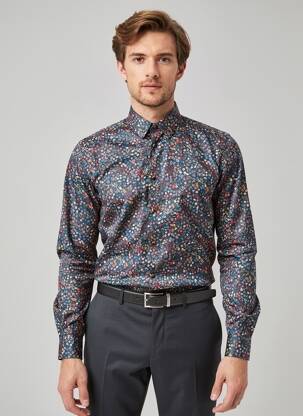 Chemise manches longues imprimé fantaisie bleu OLIVIER STRELLI homme