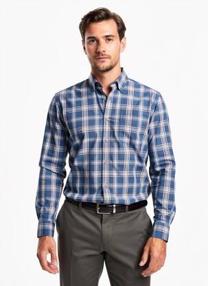 Chemise manches longues coupe droite bleu BAGUTTA homme