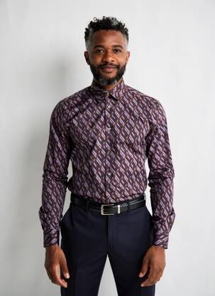 Chemise manches longues imprimé fantaisie violet PAUL SMITH homme