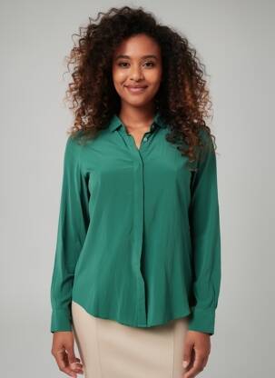 Chemisier coupe cintrée manches longues vert HARTFORD femme