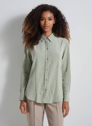 Chemisier coupe cintrée manches longues vert RAILS femme