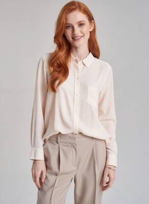 Chemisier coupe droite manches longues beige RAILS femme