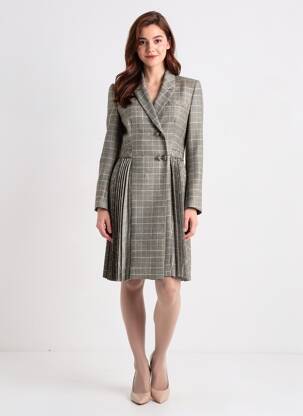Robe mi-longue manches longues manches longues gris VILLALBA femme
