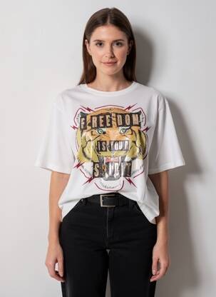 T-shirt coupe droite manches courtes blanc ROSE GARDEN femme