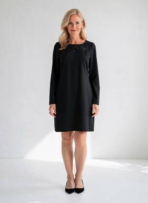 Robe courte manches longues manches longues noir SENORETTA femme