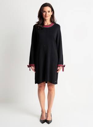 Robe pull stretch manches longues noir FELINO femme