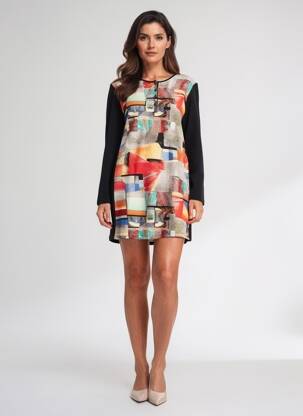 Robe courte manches longues manches longues noir VANIA femme