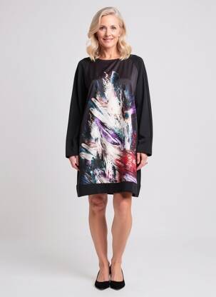 Robe courte manches longues manches longues noir SENORETTA femme