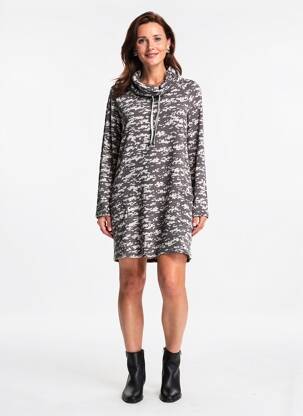 Robe courte manches longues manches longues gris SENORETTA femme