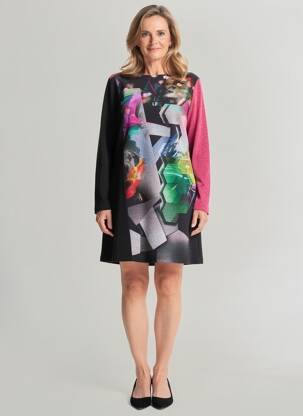 Robe courte manches longues manches longues noir SENORETTA femme