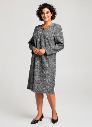 Robe mi-longue manches longues manches longues noir SENORETTA femme