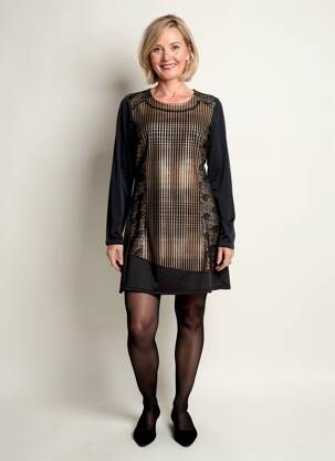 Robe courte manches longues manches longues noir KALISSON femme
