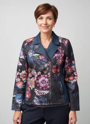 Veste casual col tailleur bleu KALISSON femme