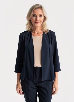 Veste chic col v bleu GEVANA femme