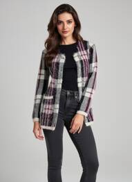 Gilet manches longues maille maille poilu violet BUGARRI femme