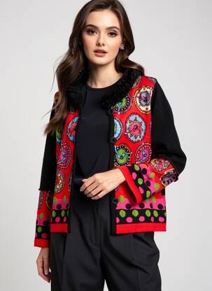 Gilet manches longues stretch rouge OLIVIER PHILIPS femme