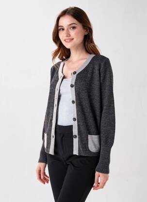 Gilet manches longues stretch gris CHASSAGNARD femme