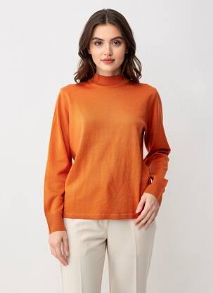 Pull coupe cintrée manches longues orange GEVANA femme