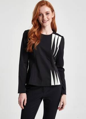 Top tissage jersey manches longues noir BUGARRI femme