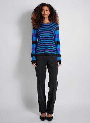 Pull stretch manches longues bleu CHASSAGNARD femme